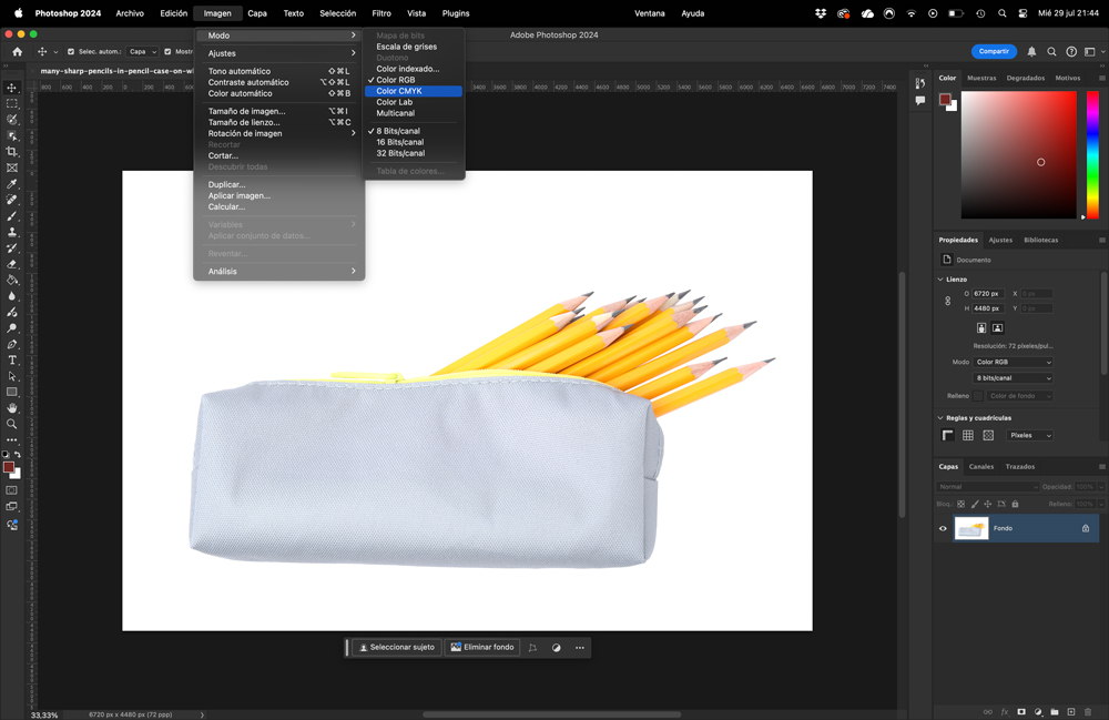 Cambiar modo de color en Adobe Photoshop